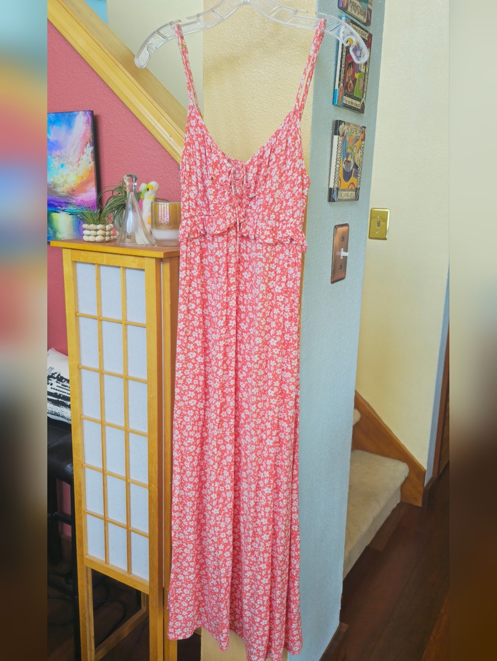 Billabong Coral Ditsy Floral Midi Dress Size Medium